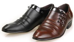 New Men Leather Dress Shoes Men Black Brown Leather Shoes Business Formal Wedding Shoes High Quality