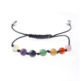 DIY 7 Colorful Natural Stone Beads Crystal Chakra Bracelet For Women Braided Rope Bracelets Reiki Spiritual Yoga Jewelry 4707