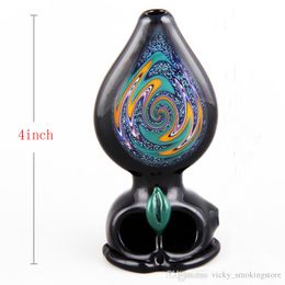 74g Owl Glass Hand Pipes For Herb Smoking Tobacco Burner Rig Length 4inch With Wig-wag Pattern