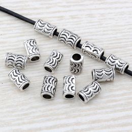 200pc Antique silver Zinc Alloy Crescent Tube Spacer Bead For Jewelry Making Bracelet Necklace DIY Accessories 6x10mm D15