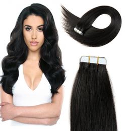 Brazilian Remy Straight Tape in Hair Extensions Human Hair 20pcs PU skin weft Unprocessed Human Hair Extensions Can Be Dyed