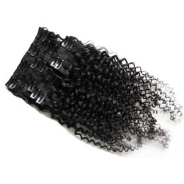 Virgin thick clip in hair extension 100g 120g 8pcs Natural Black afro kinky curly clip