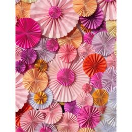 Vinyl Photography Background Colorful Paper Flowers Newborn Baby Shower Backdrop Kids Birthday Party Photo Booth Backdrops