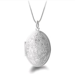 Fashion Trend Women Oval Locket Pendants Flowers Design Pattern Copper 925 Silver Plate 18K Gold Plated Necklaces Jewellery