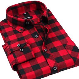 Wholesale- Fall Winter 2017 New Mens Casual Plaid Shirts Long Sleeve Slim Fit Comfort Soft Flannel Cotton Shirt Leisure Styles Man Clothes