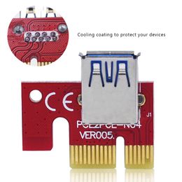 Freeshipping 10pcs New Red VER007S PCI Express Riser Card 1x to 16x PCI-E extender 60cm USB 3.0 Cable 15Pin SATA Power for BTC Miner