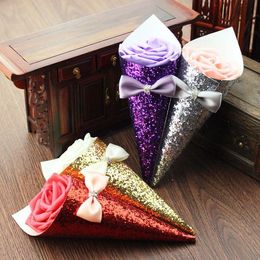 moving boxes wholesale Canada - purple red Glitter Cone favor holders for wedding bridal shower party Free Shipping 50pcs lot wholesales