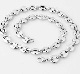 304 Stainless Steel Chains Fashion Slver tone coffee beans Chain Necklace 10 5mm 24 for mens jewelry For Father 199f
