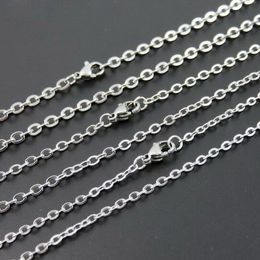 100 pçslote moda das mulheres de jóias por atacado em massa de prata de aço inoxidável de soldagem forte 1.5mm / 2.4mm oval rolo colar de ligação cadeia minúsculo