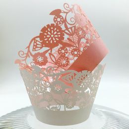 wedding Favours flower Laser cut Lace Cup Cake Wrapper Cupcake Wrappers For Wedding Birthday Party Decoration 12pc per lot