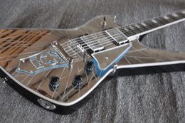 -Rare Crack Mirror Top Iceman Paul Stanley Firma Guitarra elétrica Star Shape Mirror Tailpiece Espelho Pickguard Abalone MOP Block Inlay