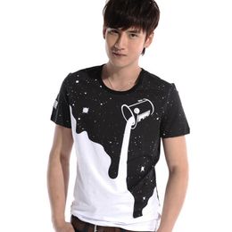 Wholesale- Brand New 2016 Men Casual Star Print 3D T Shirt Summer Short Sleeve Cotton Tshirt Hip Hop Streetwear Tee Tops homme Plus Size Z1