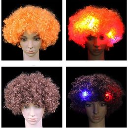 Cosplay flashing Wigs Led flash headdress fun Party short Wigs Masquerade Halloween Christmas carnival costume explosion head wigs