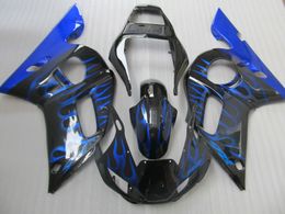 ABS plastic fairing kit for Yamaha YZF R6 98 99 00 01 02 blue flames black fairings set YZFR6 1998-2002 OT20