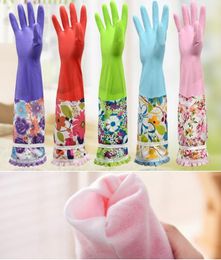 Extra långa återanvändbara handskar vattentäta med varmt foderhushåll för köksrätt tvätt tvättstädning trädgårdsarbete PVC material
