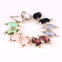 Top Quality Mix Semi-precious Pink Rose Quartz Black Onyx Faceted Oval Gemstone Pendant Connectors Crystal DIY Making for Necklace Bracelet
