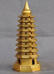 Tibet Buddhism Temple Brass Copper Temple Nine Floor Wenchang Tower Pagoda Stupa