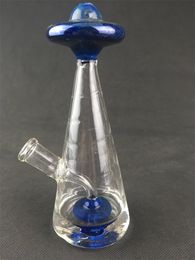 Glass hookah blue UFO oil rig smoking pipe, bong 14mm joint factory direct price concessions