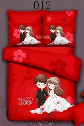 Bride Groom Full Queen Cotton 4pcs Bedding Set Bedclothes Sets Bed Linens Quilt Cover Bedroom Cover Bride Groom Full Queen Cotton 4pcs Bedding Set Bedclothes Sets Bed Linens Quilt Cover Bedroom Cover