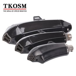 TKOSM New Universal Motorcycle Modified Real Carbon Fiber Exhaust pipe For Yamaha YZF R125 R15 R25 R3 MT-02 MT-25 YZF R1/R1M