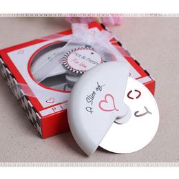 Wholesale "A Slice of Love" Stainless Steel Love Pizza Cutter in Miniature Pizza Box wedding Favours and gifts for guest WA2024