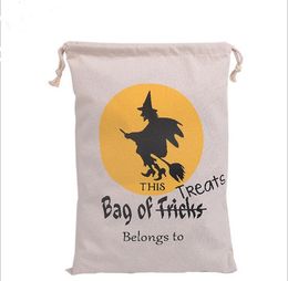 halloween candy gift sack treat or trick pumpkin printed bat canvas bag children party festival drawstring gift bags