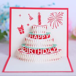 greeting cards birthday party favors birthday party decorations kids 90 degrees 3D birthday cake pop up cards greeting card