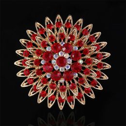 Poppy Brooch Flower Bouquet Red Jeweled Pin Brooch Kit Blue Purple Green Brown Pink White Crystal Round Cameo Many Colors DHL free