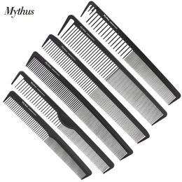 6 designs professional heat resistant carbon comb set black haircut barber comb in carbon fibre m06