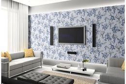 High Quality Customise size fashion blue orchid flowers seamless stitching mural 3d wallpaper 3d wall papers for tv backdrop