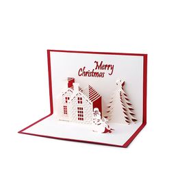 Wholesale- Handmade 3D Up Holiday Greeting Cards Christmas Cottage Castle Thanksgiving Gift