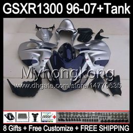 8gift gloss silver For SUZUKI Hayabusa GSXR1300 96 97 98 99 00 01 13MY139 GSXR 1300 GSX-R1300 GSX R1300 02 03 04 05 06 07 TOP blue Fairing