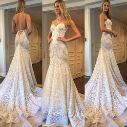 2019 Blush Summer Boho Mermaid Lace Wedding Dresses Bohemian Sweetheart Backless Lace Appliques Custom Made Bridal Gowns339n