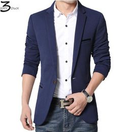 Wholesale- XMY3DWX New 2017 Fashion Men's Casual Blazer Single Button Dress Blazer Jacket Male Slim Fit Mens Suit Jacket Solid Coat