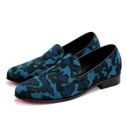 Fashion Suede Leather Men Shoes Camouflage Men Loafers Casual Smoking Slippers Slip on Men's Flats Driving Shoes