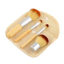 Bamboo Makeup Brushes Set 4pcs/set Professional Cream Powder Make Up Brush maquiagem Kits with Bag F20171063