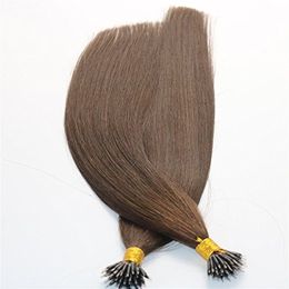 1g/str 100g Keratin Human Hair Extensions with Nano Rings #4 Brown color Nano Ring Loop Remy Hair Extensions