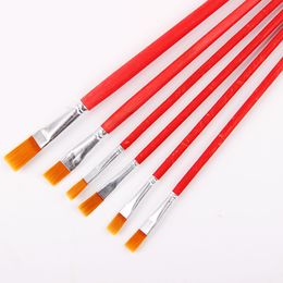 6 Pz Set Bambini Studente Acquerello Pittura A Gouache Penna Capelli Di Nylon Rosso Manico In Legno Set Di Pennelli Da Disegno Forniture Artistiche
