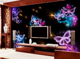 Transparent flower purple dream flower flower TV background wall mural 3d wallpaper 3d wall papers for tv backdrop