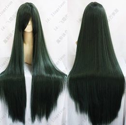 Wholesale free shipping >>HOT~SAILOR MOON Pluto Meiou Setsuna LONG STRAIGHT DARK GREEN COSPLAY WIG 100CM