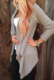 Wholesale-Stylish Women Sweater Trendy Collarless Knitted Long Sleeve Cardigan For Women