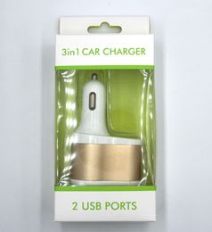 quick chargers NZ - New 3 in 1 Car Charger 2 USB Ports 1 Car Charge Ports 3.1A Output Dual Usb Car Quick Charging Adapter
