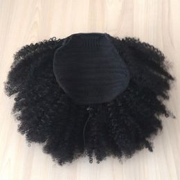 Natural Kinky Curly Drawstring Ponytail HairpieceFor Black Woman Short Ponytail Clip In High Afro Kinky Curly Virgin Ponytail Human hair