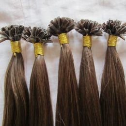 NEW U Tip Extensions Straight keratin Hair 100g Human Hair Medium Brown 20"22"24" 26 Colour Optional Ali Magic Producer Price