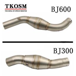 TKOSM Motorcycle Benelli BJ300 BJ600 Exhaust Link Pipe Plumbing Trap Muffler Pipe Escape Moto Middle Pipe 51mm
