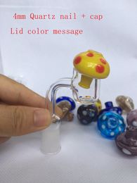 Fast shipping 4mm Thick Quartz Banger Nail With glass Carb Cap Female Male 10mm 14mm 18mm Joint 90 Degrees Quartz Bangers Nails