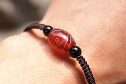 Bracelet with caramel flat knot + 1 drum frosted tianzhu agate beads lucky bracelet