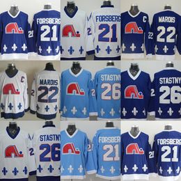 quebec nordiques jerseys Canada - Factory Outlet Men's Quebec Nordiques #21 Forsbery #22 Marois #26 Stastny Navy Light Blue White New arrivals ice hockey jersey free shipping