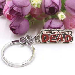 American TV The Walking Dead Silver Plated English Letter Key Chains Ring Classic Enamel Hip Hop Style Keychain For Men Gifts