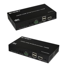 Freeshipping HDBaseT H-D USB KVM Extender 100m over Cat5e/Cat6 support H-D-2.0 HDCP2.2 USB2.0 4k IR RS232